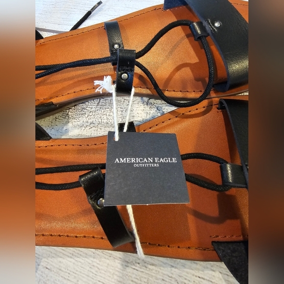 American Eagle Women’s Size 10 Black Boho Sandals New w/ Tag Ankle Tie Summer - Picture 6 of 7